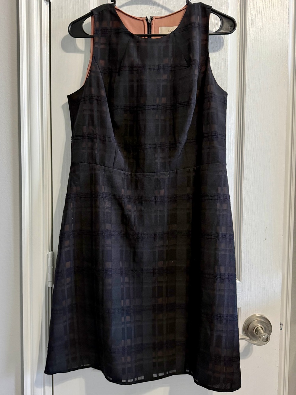 LOFT Petite Sheer Plaid Sleeveless Overlay Dress - Size 10P
